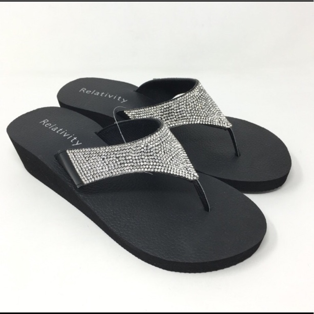 Silver Rhinestone Wedge Sandals - Picture 5 of 8